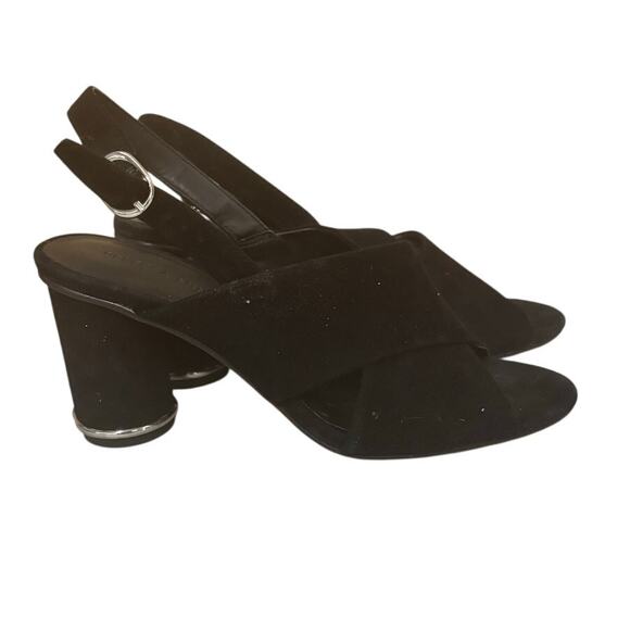 Rebecca Minkoff Black Suede Slingback Block Heel Sandals Women’s 6M - Picture 2 of 9